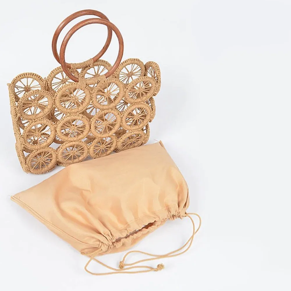 Bohemian Island Rattan Macrame Tote - Picture 5 of 7